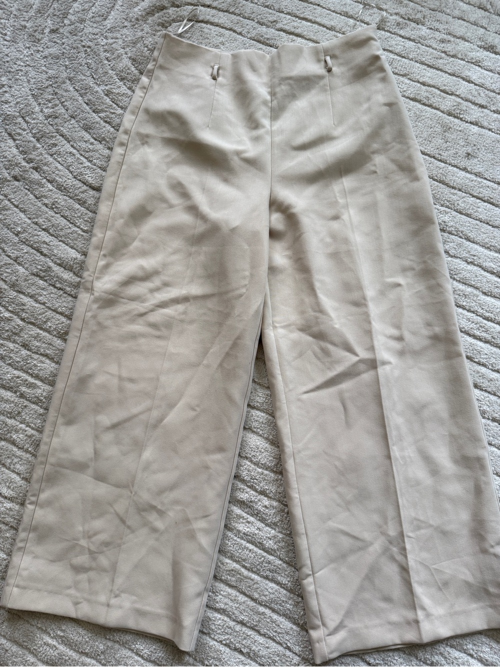 Zara Wide Leg Trousers in Light Beige Size M